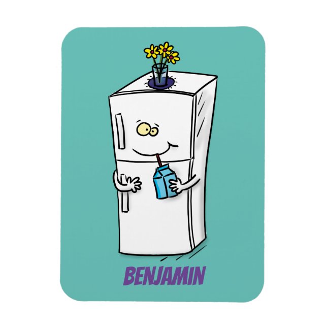 Funny refrigerator cartoon illustration magnet (Vertical)