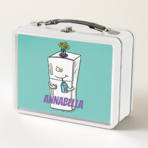 Funny refrigerator cartoon illustration metal lunch box