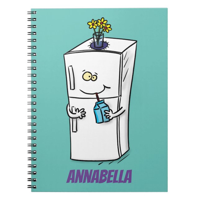Funny refrigerator cartoon illustration notebook (Front)