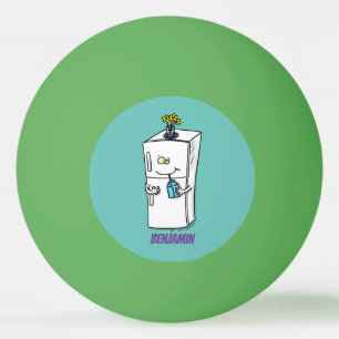 Funny refrigerator cartoon illustration  ping pong ball