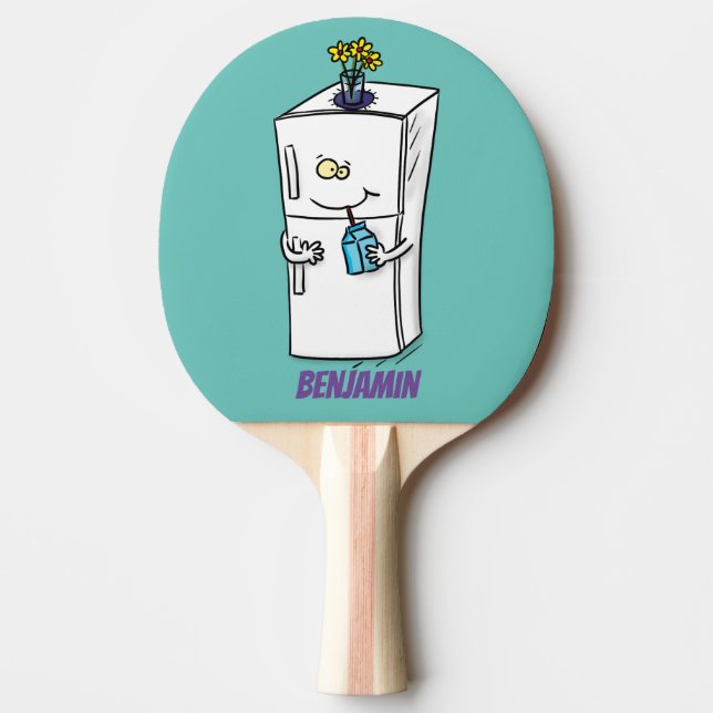 Funny refrigerator cartoon illustration  ping pong paddle (Front)
