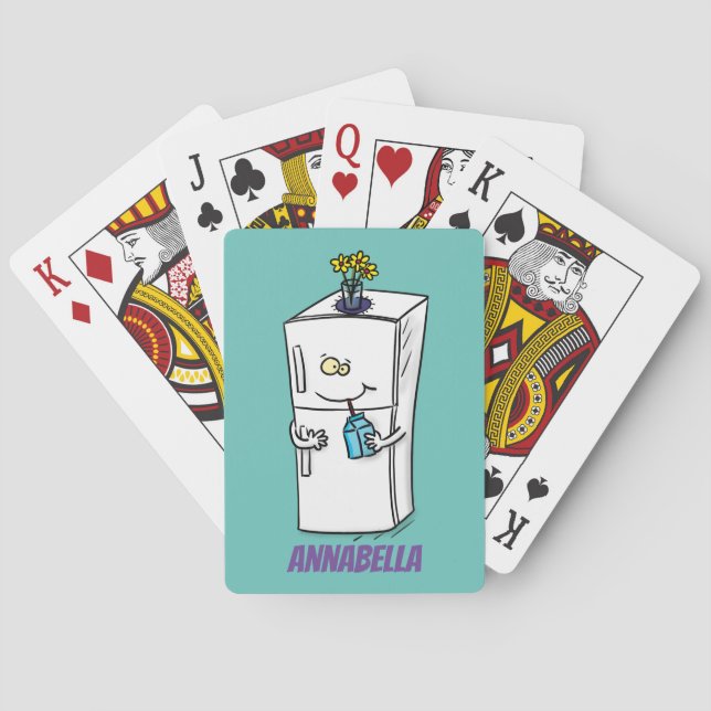 Funny refrigerator cartoon illustration playing cards (Back)