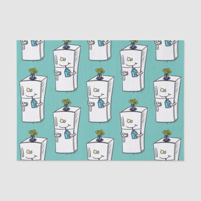 Funny refrigerator cartoon illustration tissue paper (Front)
