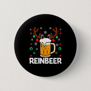 Funny Reinbeer Winedeer Beer Wine Matching Couples 2 Inch Round Button