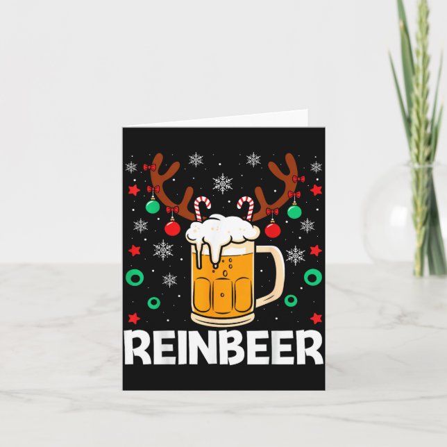 Funny Reinbeer Winedeer Beer Wine Matching Couples Card (Front)