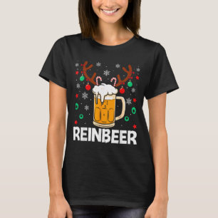 Funny Reinbeer Winedeer Beer Wine Matching Couples T-Shirt