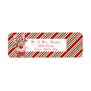 Funny Reindeer Big Red Nose Red White Stripe