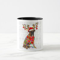 Funny Reindeer Boxer Dog Christmas Lights