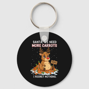 Funny Reindeer Carrot Hoarder Christmas Design Keychain