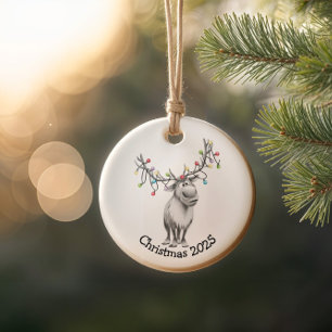 Funny Reindeer  Ceramic Ornament