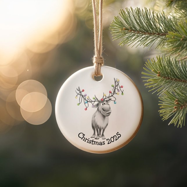 Funny Reindeer  Ceramic Ornament (Creator Uploaded)