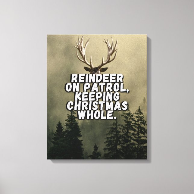 Funny Reindeer Christmas Canvas Wall Art (Front)
