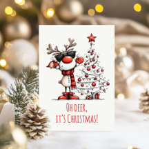 Funny Reindeer Christmas Card – Oh Deer!