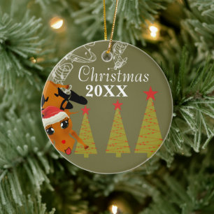 Funny Reindeer Christmas Couples Photo Ornament