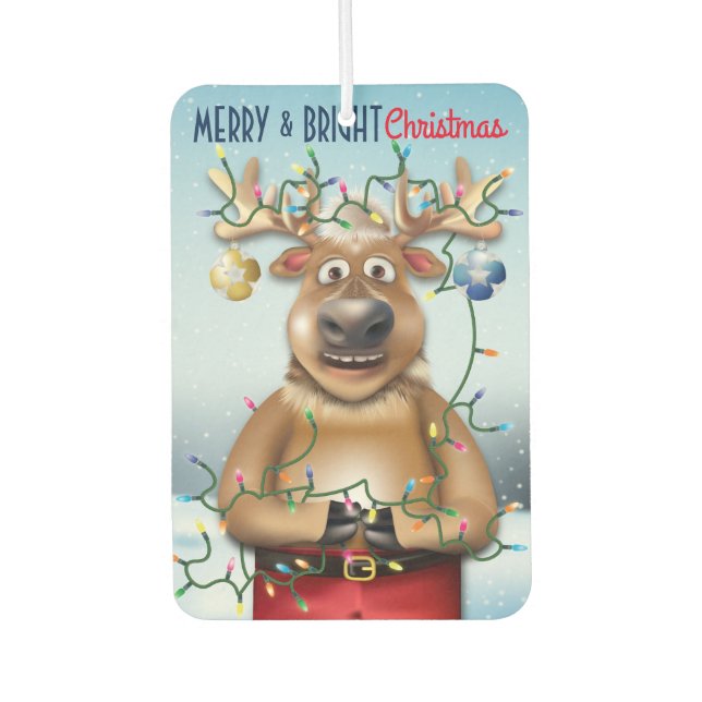 Funny Reindeer Christmas Holdiay Air Freshener (Front)