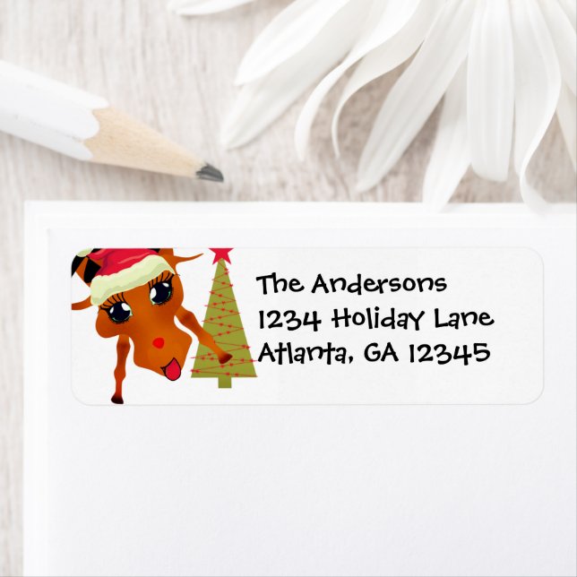 Funny Reindeer Christmas Return Address (Insitu)