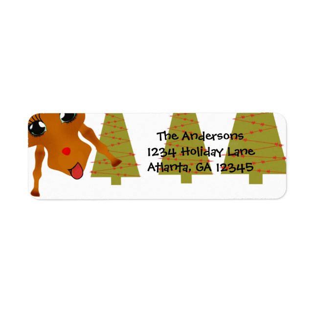 Funny Reindeer Christmas Return Address (Front)