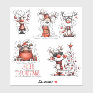 Funny Reindeer Christmas Stickers – Oh Deer!