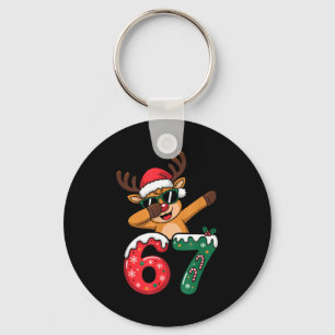 Funny Reindeer Dab Six Seven 67 Christmas Dabbing  Keychain