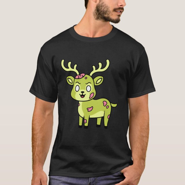 Funny Reindeer Deer Zombie Halloween Cute Animal G T-Shirt (Front)
