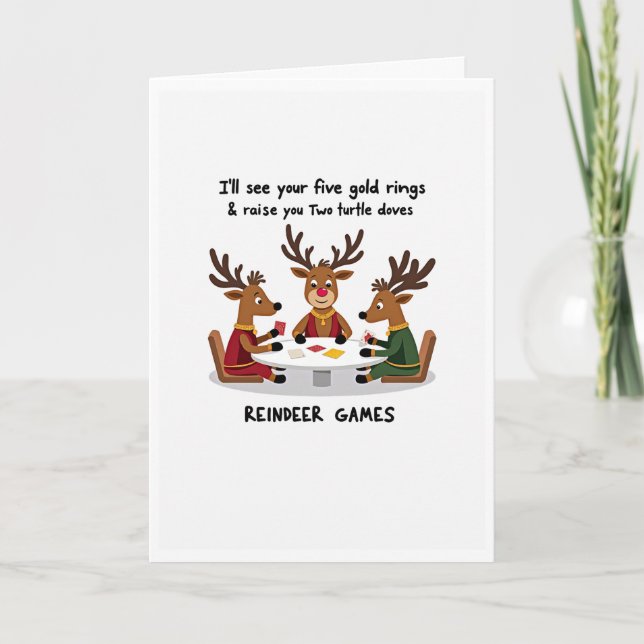 Funny Reindeer Games Carte de Noël (Devant)