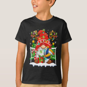 Funny Reindeer Gnome & Volleyball Ball Christm T-Shirt