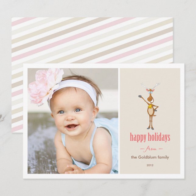 Funny Reindeer Holiday Photo Card. (Front/Back)