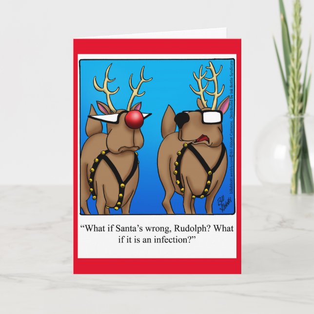 Funny Reindeer Humor Christmas Greeting Card (Front)