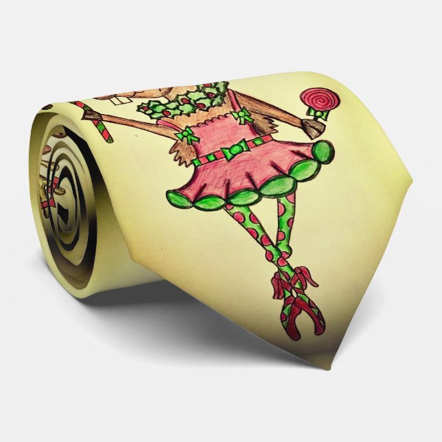 Funny Reindeer  Men’s Christmas Tie (Rolled)