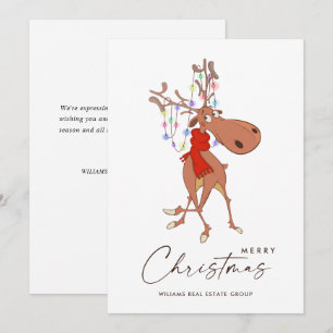 Funny Reindeer Merry Christmas Corporate Greeting Holiday Card