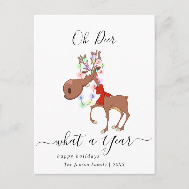 Funny Reindeer Merry Christmas Greeting Holiday Postcard (Front)