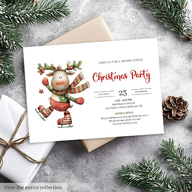 Funny Reindeer minimalist modern party invitation (Funny Reindeer minimalist modern party invitation)