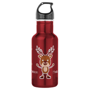 Funny Reindeer nom personnalisé bouteilles d'eau