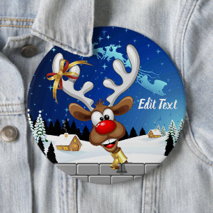 Funny Reindeer Peeking Christmas Meme 6 Inch Round Button