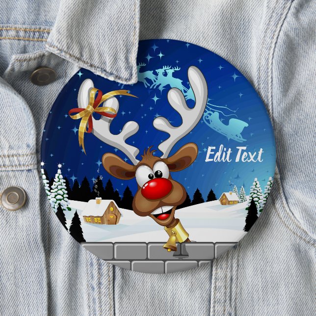 Funny Reindeer Peeking Christmas Meme  6 Inch Round Button (In Situ)