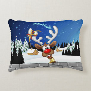 Funny Reindeer Peeking Christmas Meme  Accent Pillow