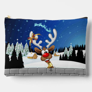 Funny Reindeer Peeking Christmas Meme  Accessory Pouch