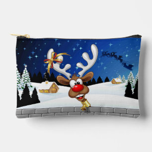 Funny Reindeer Peeking Christmas Meme  Accessory Pouch