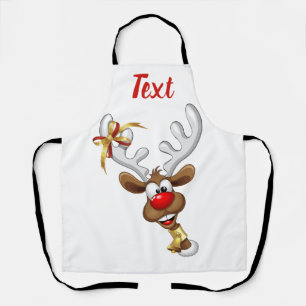 Funny Reindeer Peeking Christmas Meme  Apron