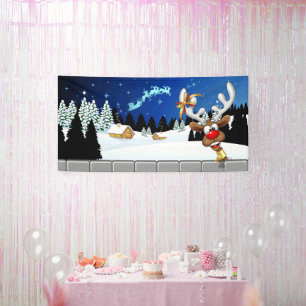 Funny Reindeer Peeking Christmas Meme  Banner