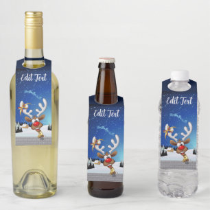 Funny Reindeer Peeking Christmas Meme  Bottle Tag
