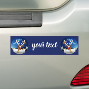 Funny Reindeer Peeking Christmas Meme  Bumper Sticker