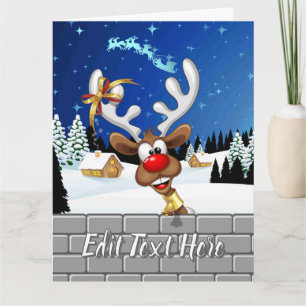 Funny Reindeer Peeking Christmas Meme  Card