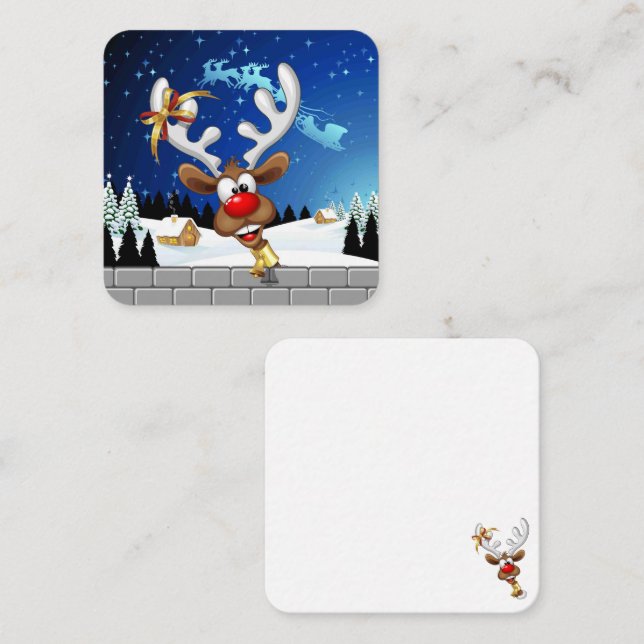 Funny Reindeer Peeking Christmas Meme  Card (Front/Back)