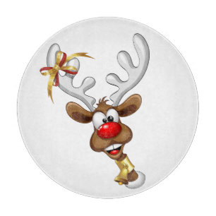 Funny Reindeer Peeking Christmas Meme Cutting Board