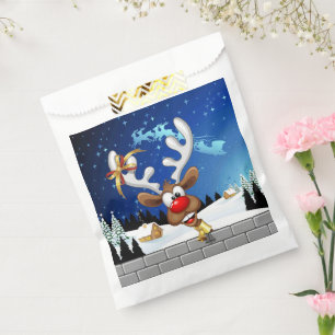 Funny Reindeer Peeking Christmas Meme  Favour Bag