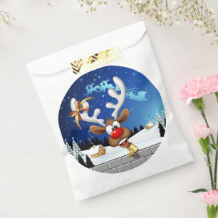 Funny Reindeer Peeking Christmas Meme  Favour Bag
