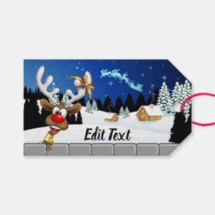 Funny Reindeer Peeking Christmas Meme  Gift Tags