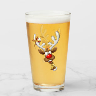 Funny Reindeer Peeking Christmas Meme  Glass