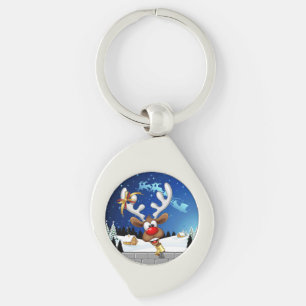 Funny Reindeer Peeking Christmas Meme  Keychain